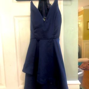 Elegant Navy blue sweetheart dress with lace back